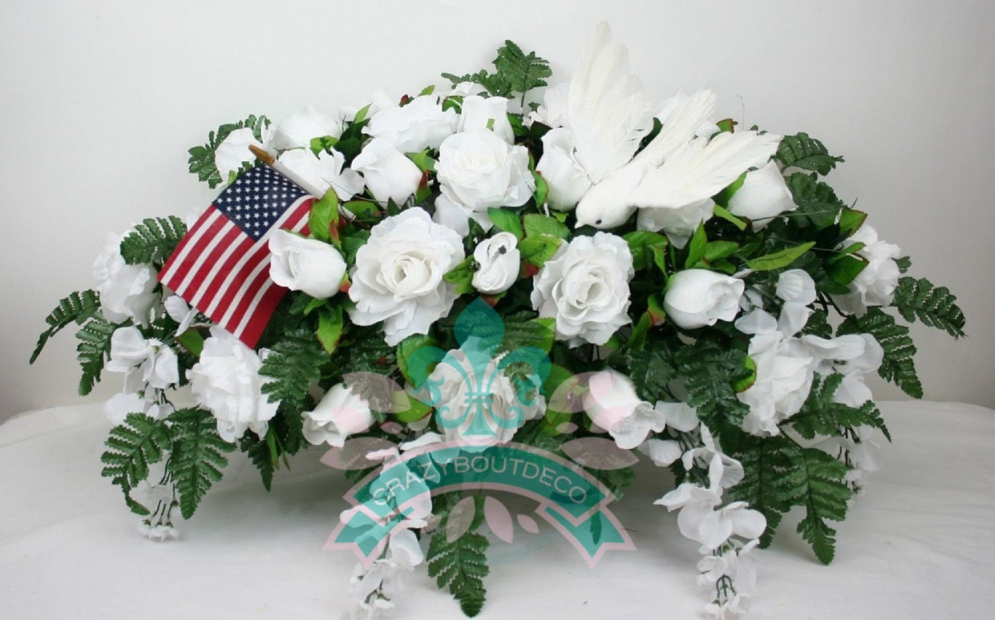 XL Handmade Memorial-Veteran -4th Of July, Christmas Headstone Saddle Cemetery Arrangement-Grave Decorations