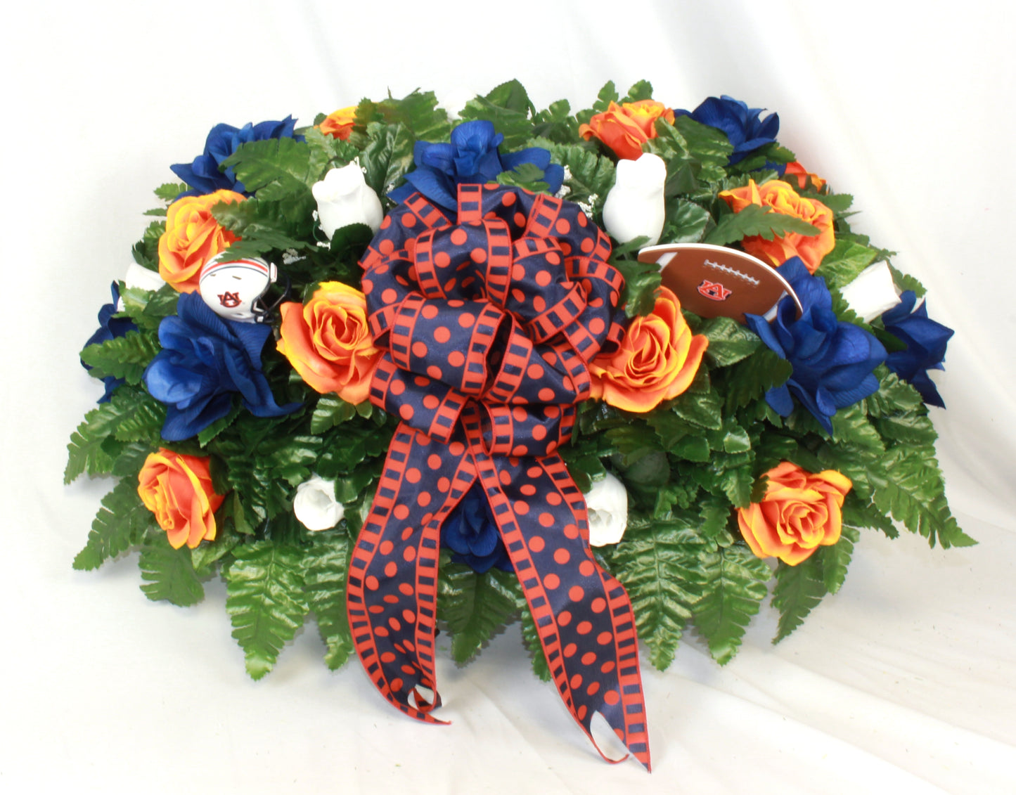 XL Handmade Auburn Tigers Fan Cemetery Headstone Saddle Arrangement-Grave Decorations