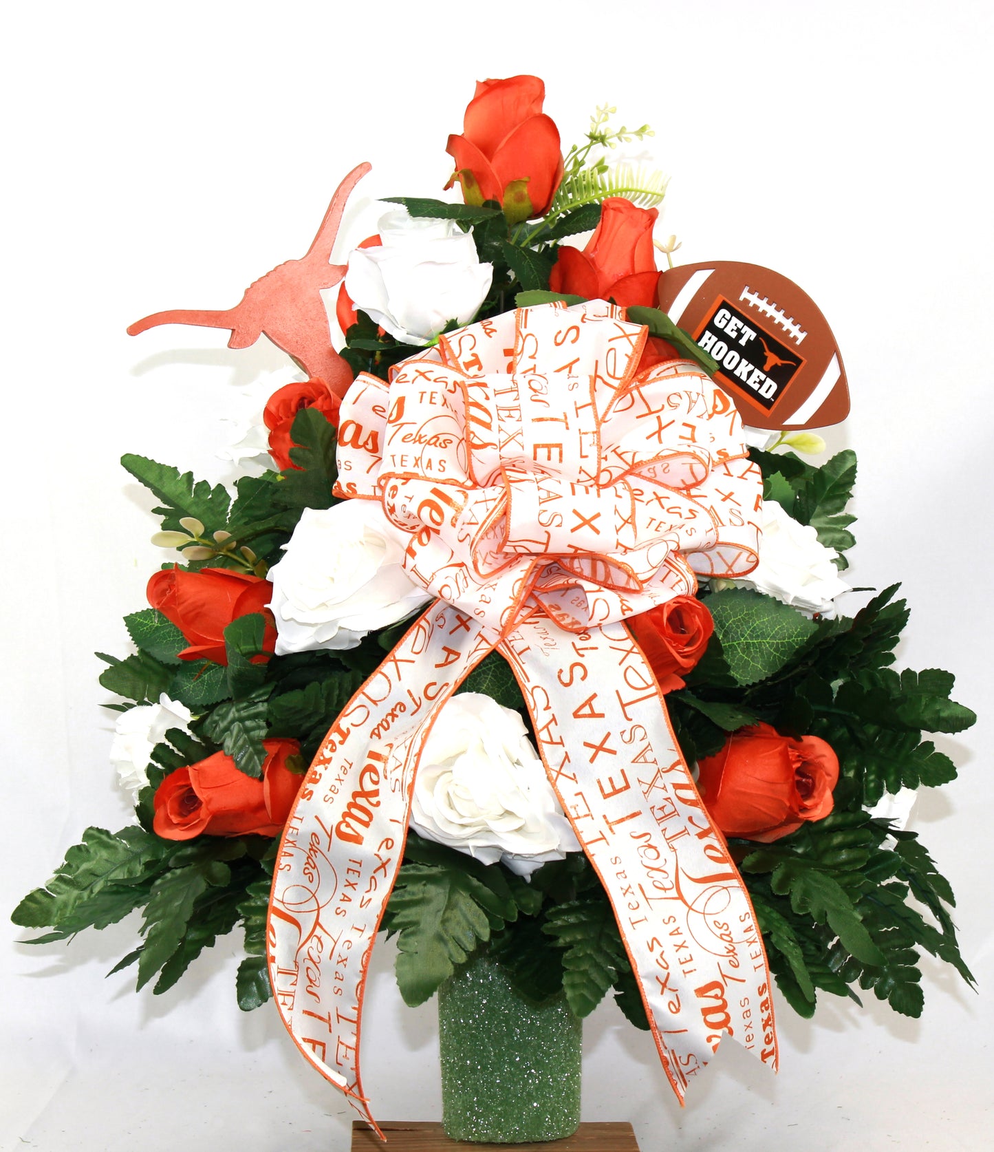 XL Texas Fan Handmade 360-Degree Cemetery Vase Silk Flower Arrangement