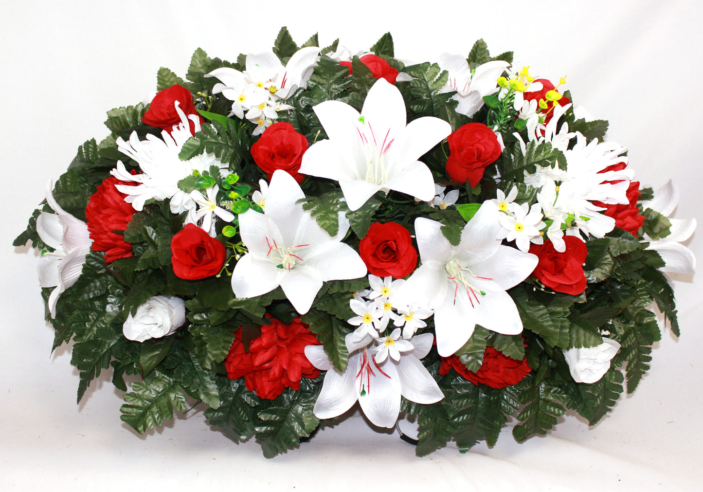 XL Handcrafted Christmas Mixture Cemetery Flower Arrangement-Cemetery Headstone Saddle