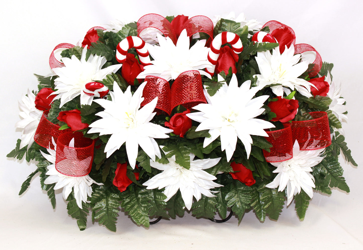 XL Handcrafted Christmas Mixture Cemetery Flower Arrangement-Cemetery Headstone Saddle