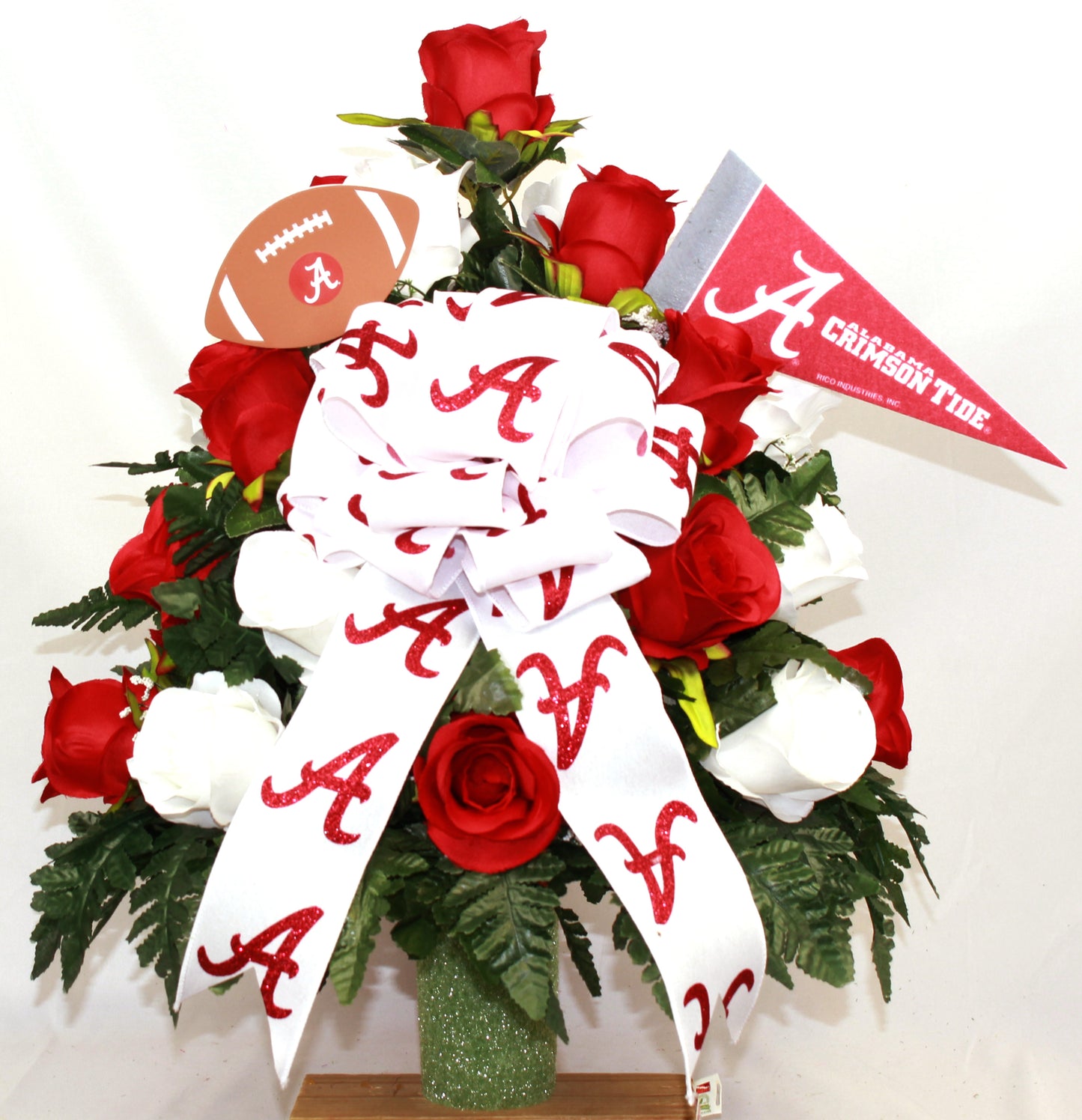 XL Alabama Fan Handmade 360-Degree Cemetery Vase Silk Flower Arrangement