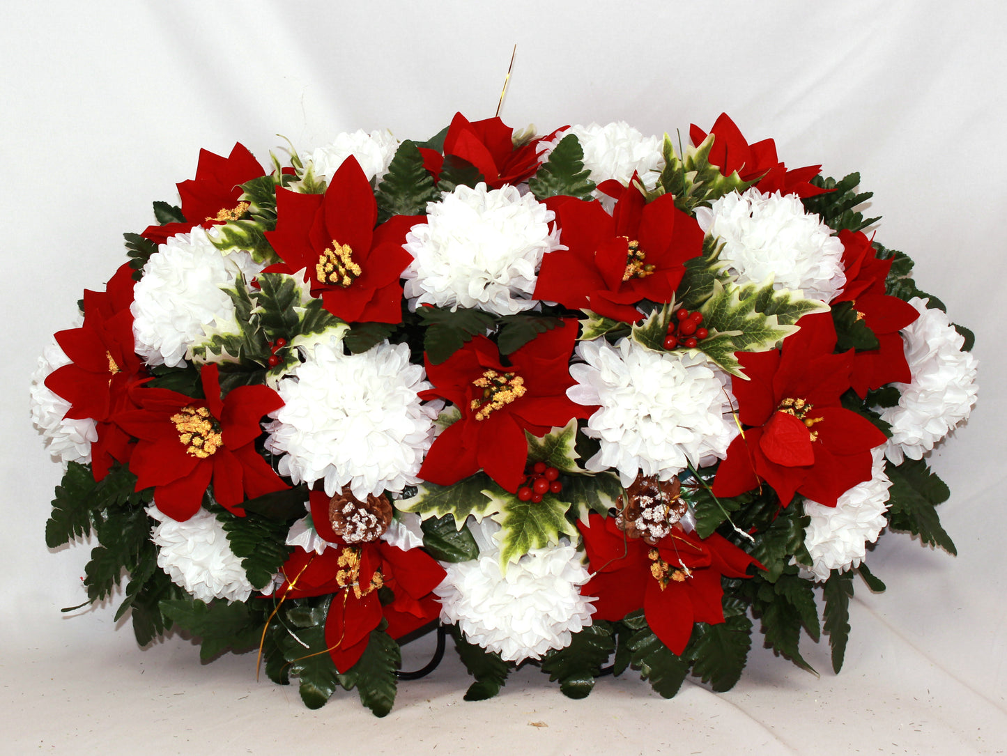 XL Handcrafted Christmas Mixture Cemetery Flower Arrangement-Cemetery Headstone Saddle