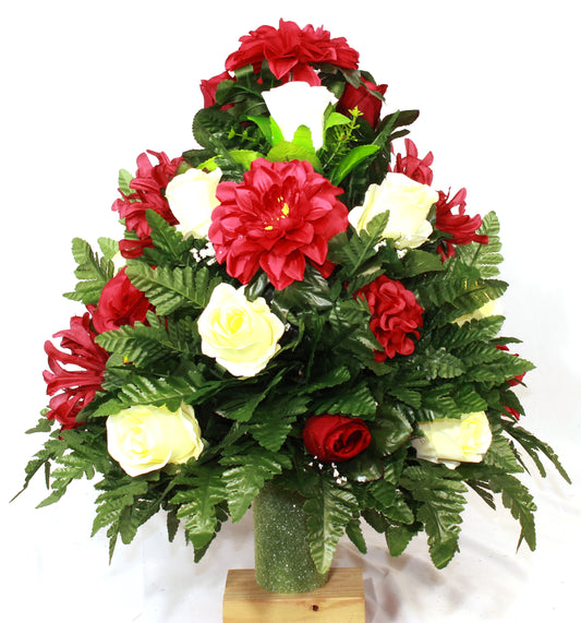 XL Handmade 360 Degree Spring Mixture Cemetery Vase Flower Arrangement- Cemetery Flower Grave Decorations