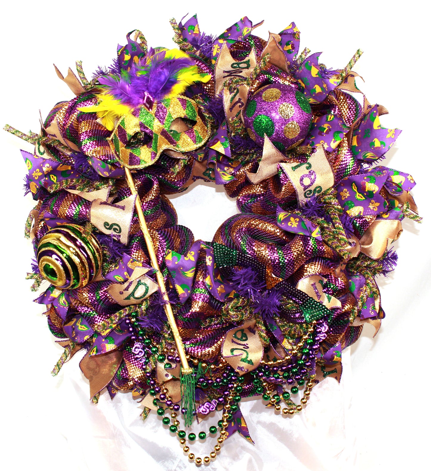 Crazyboutdeco Mardi Gras Wreath for Front Door-Easter Wreath-Jester Wreath for Front Door