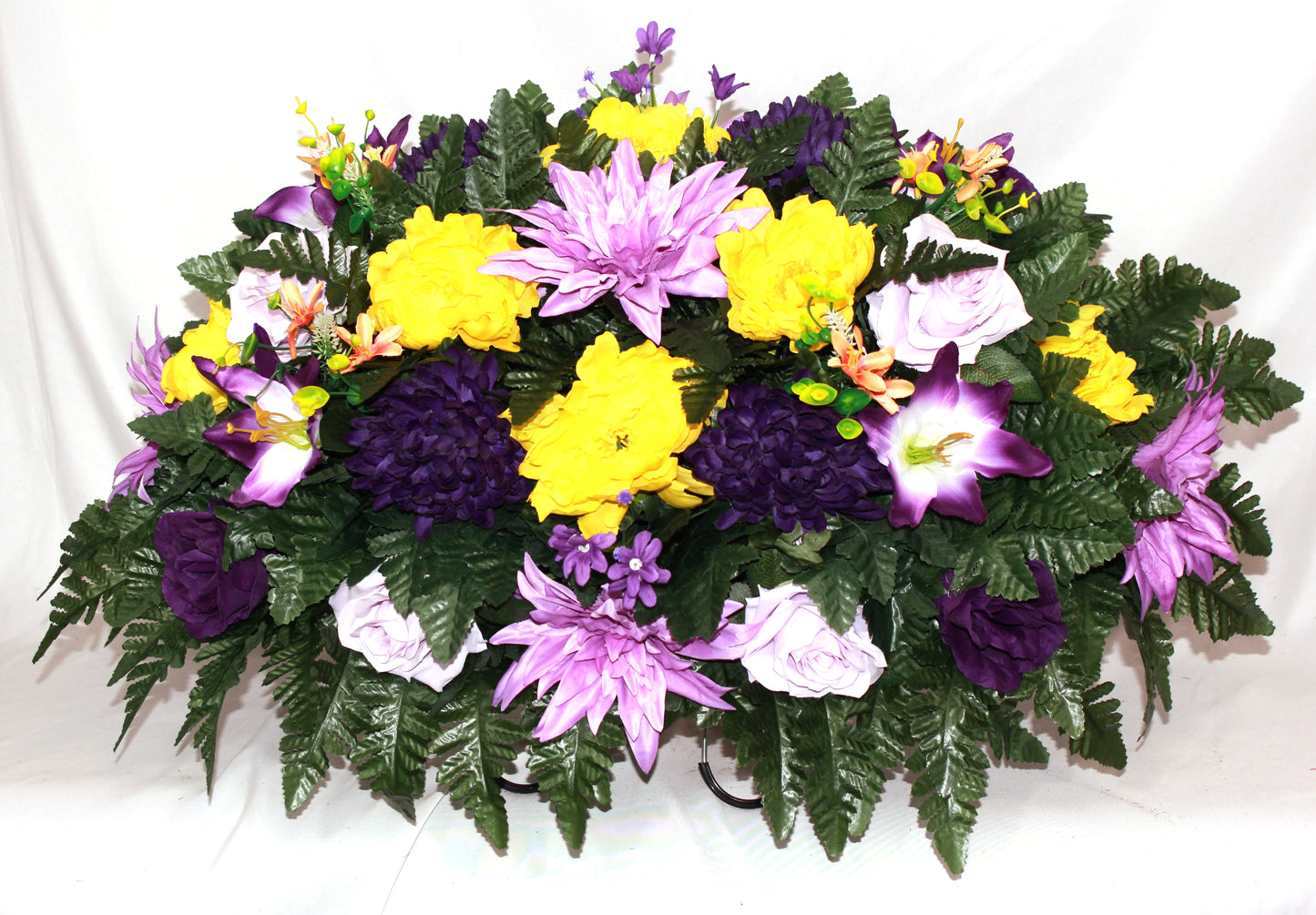 XL Handcrafted Spring Mixture Cemetery Flower Arrangement-Cemetery Headstone Saddle