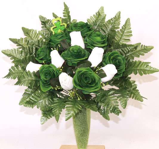 Handcrafted St. Patrick's Day Cemetery Flower Arrangement for Mausoleum -Memorial Flowers -Grave Decoration-Urn Arrangement