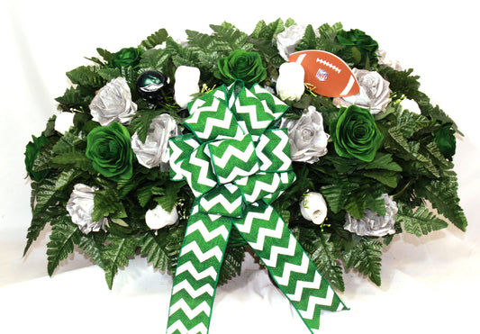 XL Handmade Philadelphia Eagles Fan Cemetery Headstone Saddle Arrangement-Grave Decorations