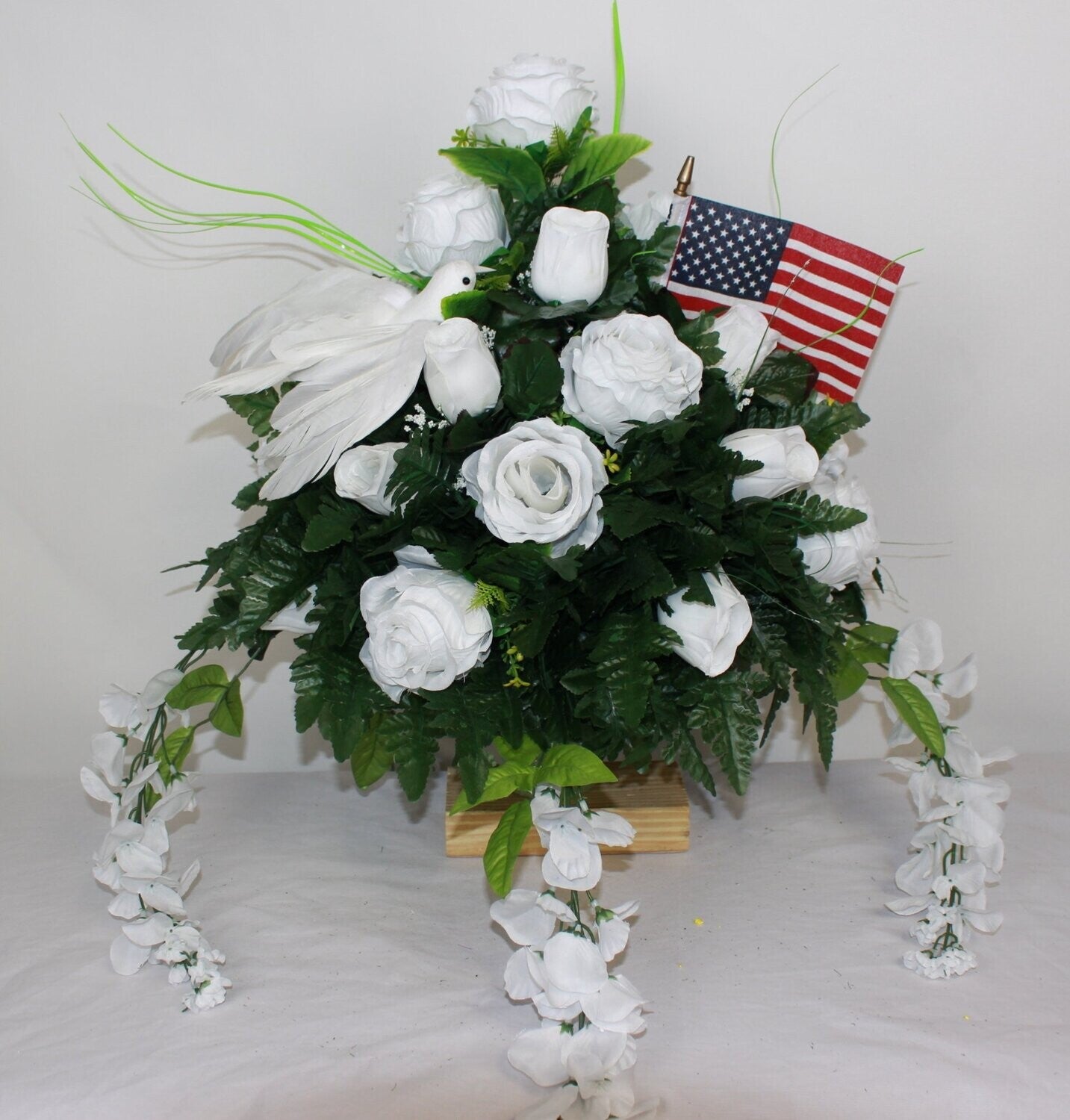 XL Handmade Veteran Memorial Cemetery Arrangement 360-Degree Cemetery Vase Flower