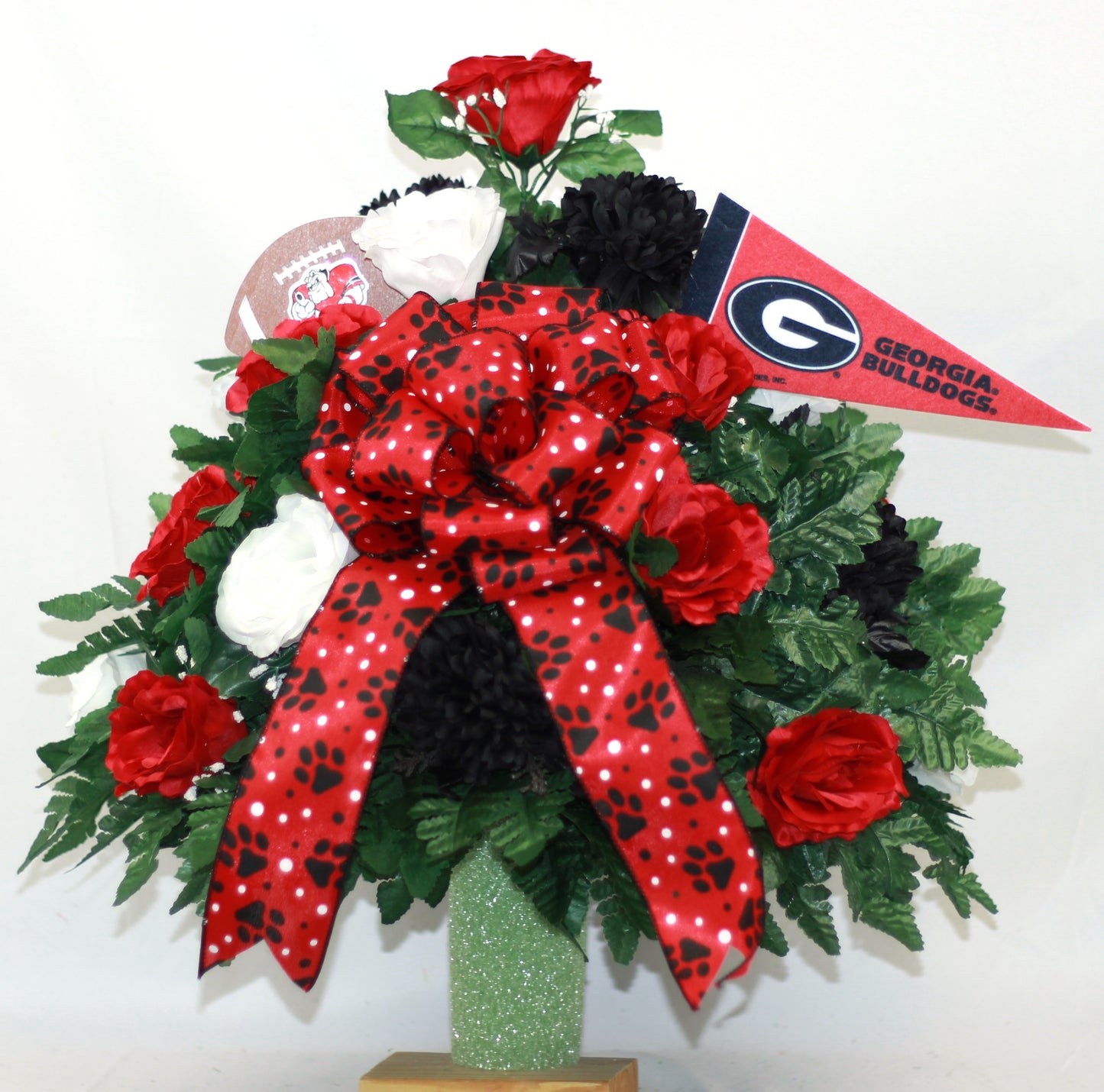 XL Georgia Fan Handmade 360-Degree Cemetery Vase Silk Flower Arrangement